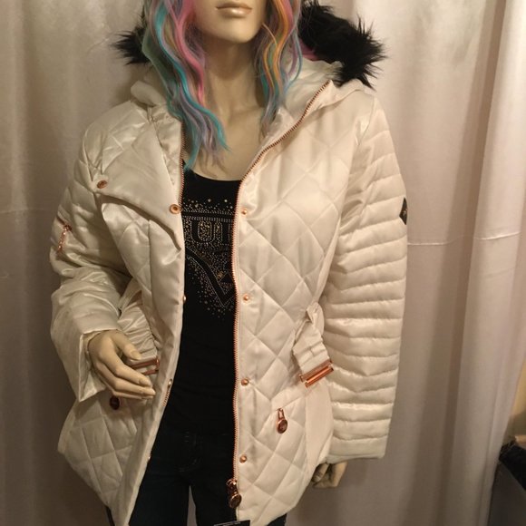 RARE gorgeous vinatge brand new satin xo xo puffer jacket with gold hardware! - Picture 12 of 16